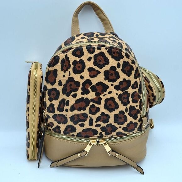 3N1 Leopard Pattern Backpack - Taupe main image 7